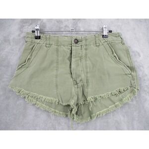 Free People Shorts Womens 4 Olive Green Cut Off Micro Pockets Distressed Green